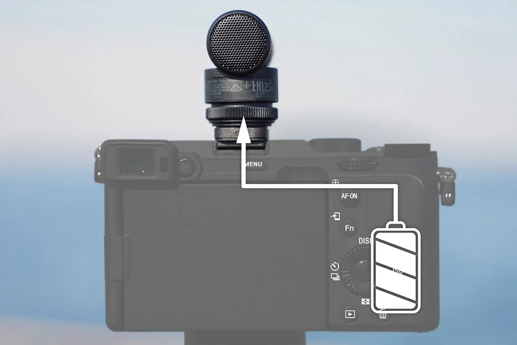 il microfono viene alimentato direttamente dalla fotocamera